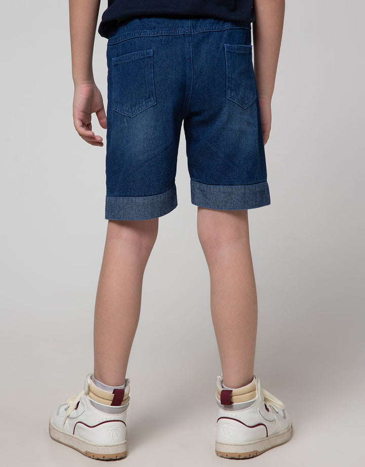 Little M Short Denim Bordir  Robot Rib