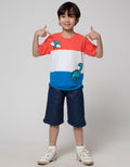 Little M Crop Denim Print Salur