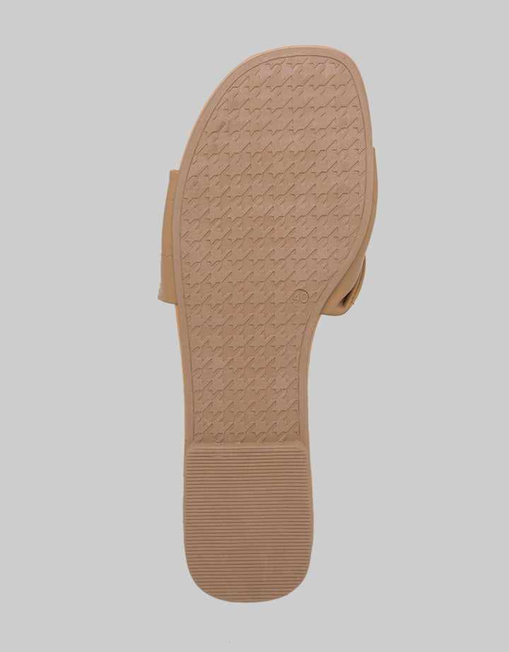 Details Slipper Texture Sandal Flat Wanita