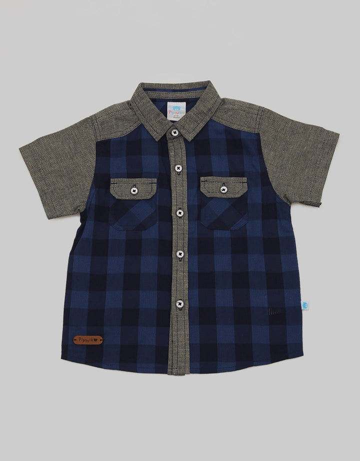 Pipiniko Short Sleeve Shirt Checked Combi Chambray