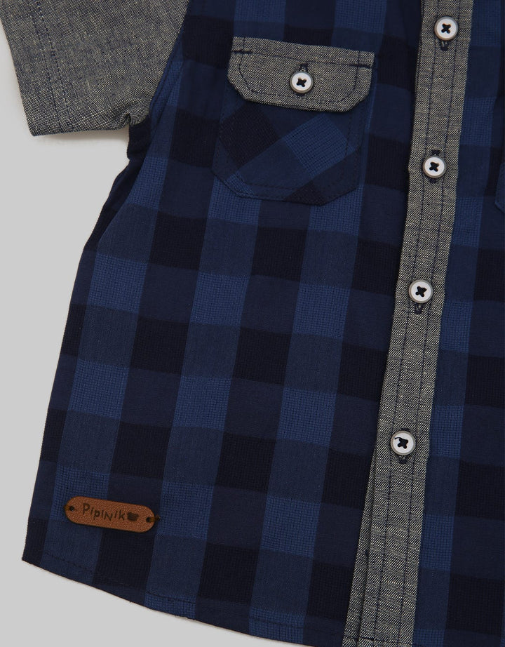 Pipiniko Short Sleeve Shirt Checked Combi Chambray