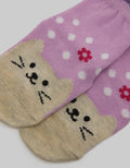 Pipiniko Girls Socks Cat Purple Anti Slip