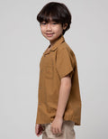 Little M Kemeja Cuban Collar Lengan Pendek Anak Laki-Laki