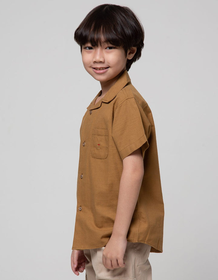 Little M Kemeja Cuban Collar Lengan Pendek Anak Laki-Laki