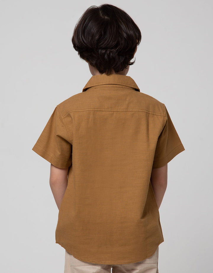 Little M Kemeja Cuban Collar Lengan Pendek Anak Laki-Laki