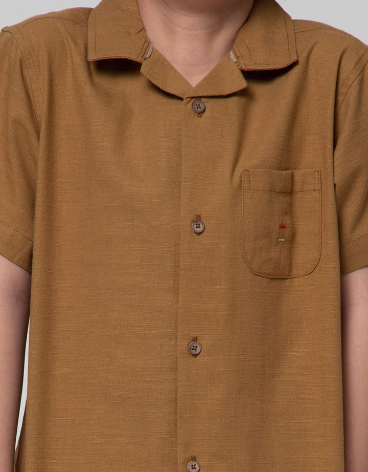Little M Kemeja Cuban Collar Lengan Pendek Anak Laki-Laki