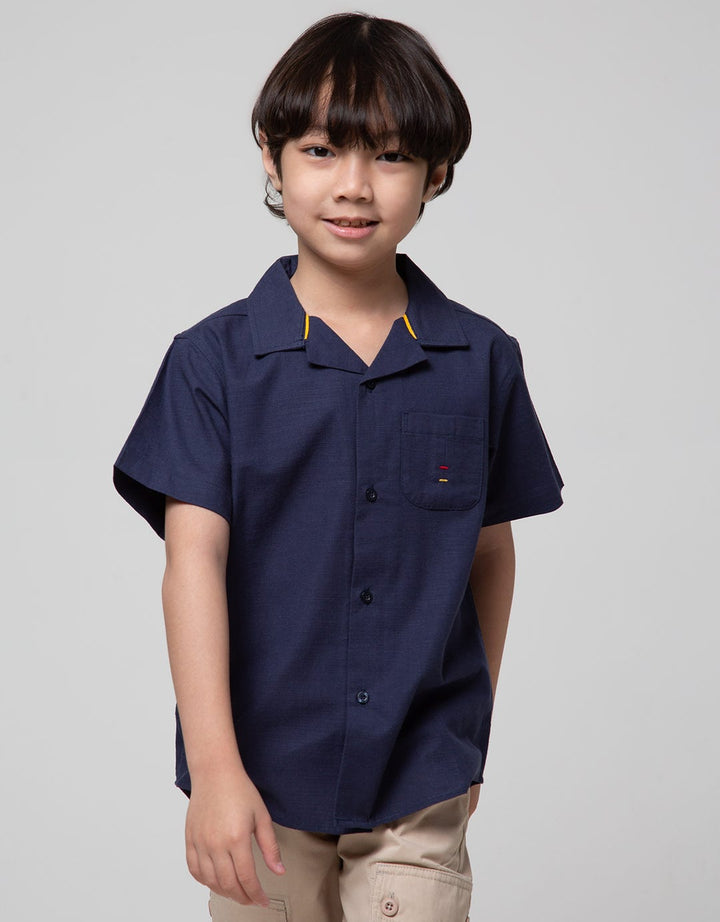 Little M Short Sleeve Kemeja Cuban Collar