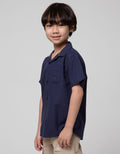 Little M Short Sleeve Kemeja Cuban Collar
