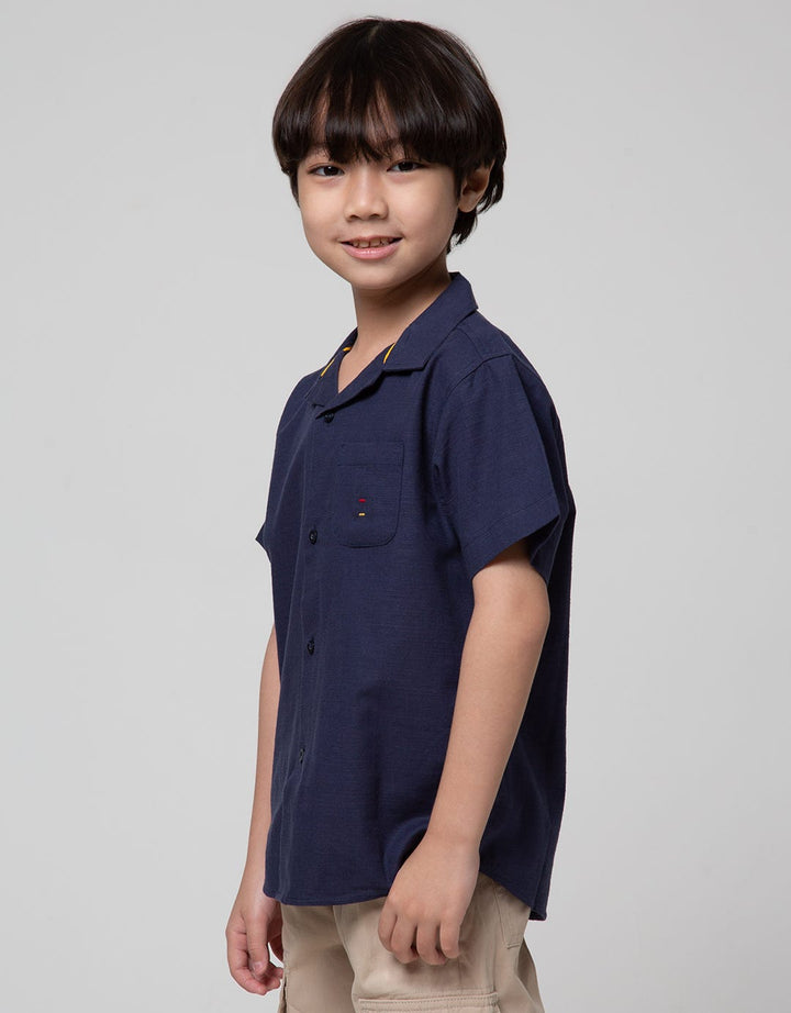 Little M Short Sleeve Kemeja Cuban Collar