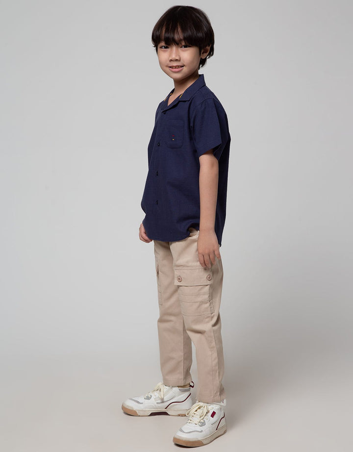 Little M Short Sleeve Kemeja Cuban Collar