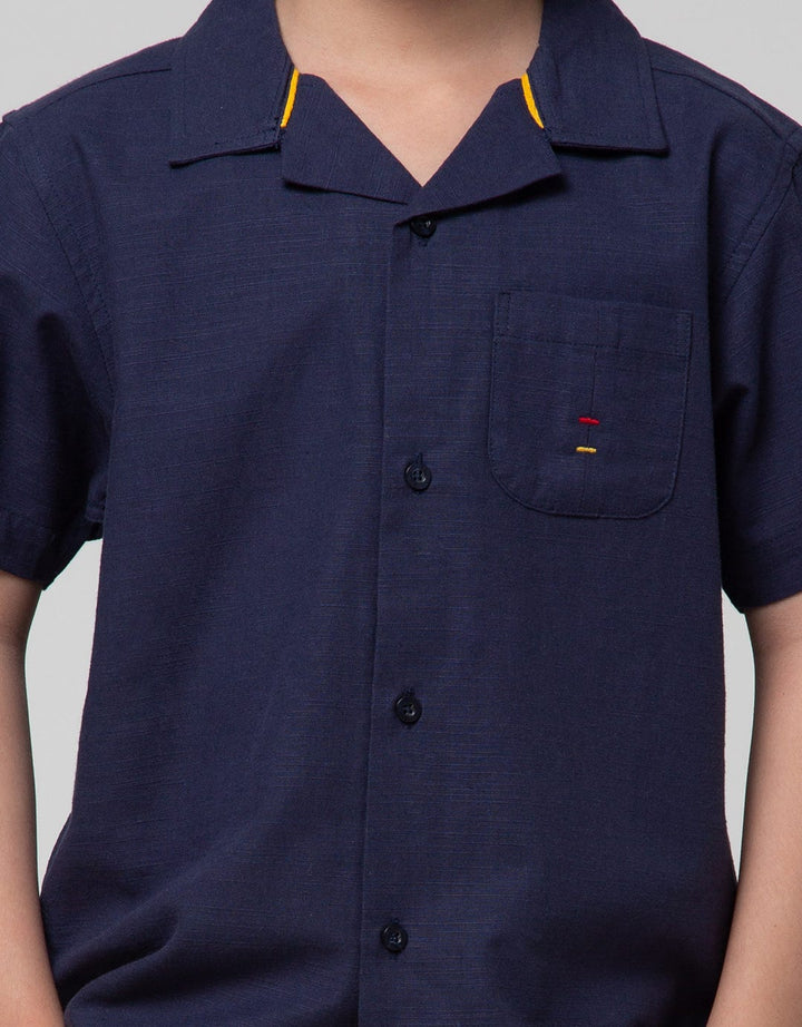 Little M Short Sleeve Kemeja Cuban Collar