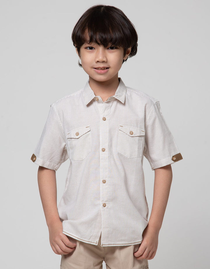 Little M Stripe Kantong Kemeja Anak Laki-Laki