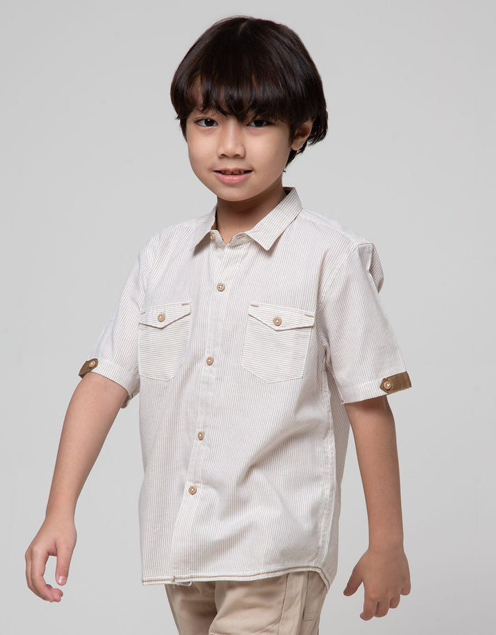 Little M Stripe Kantong Kemeja Anak Laki-Laki