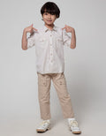Little M Stripe Kantong Kemeja Anak Laki-Laki