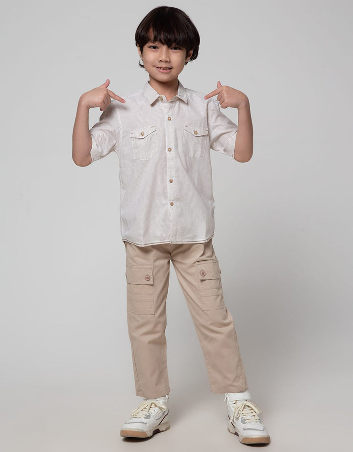 Little M Stripe Kantong Kemeja Anak Laki-Laki
