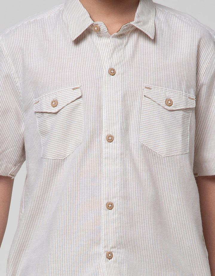 Little M Stripe Kantong Kemeja Anak Laki-Laki