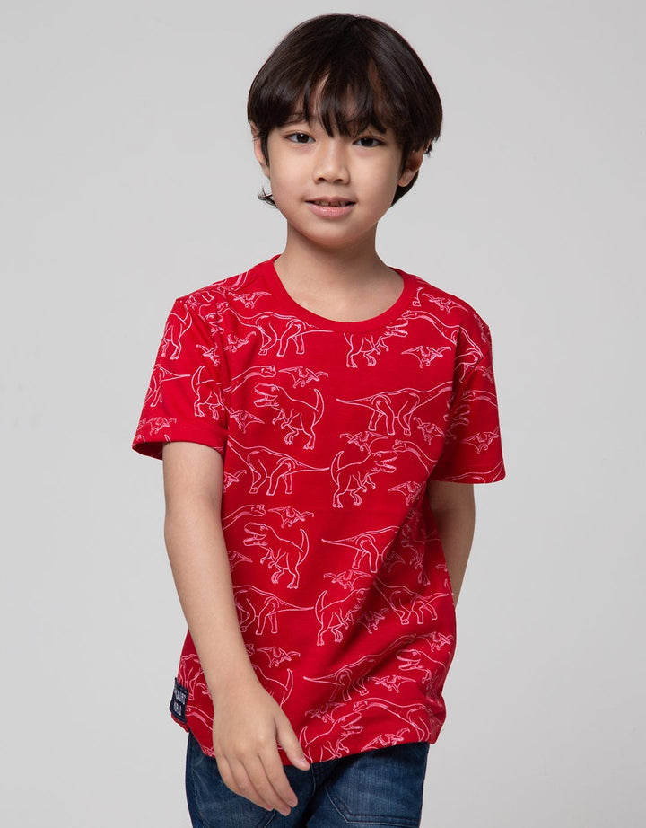 Little M Dino Bordir Kaos Anak Laki-Laki
