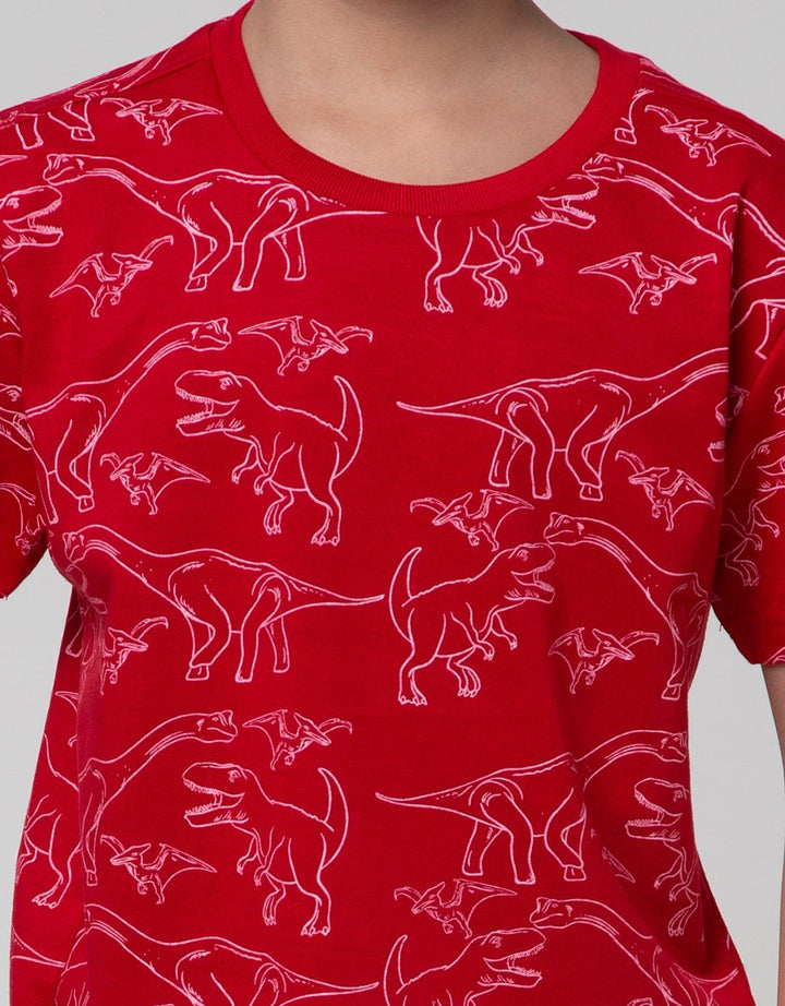 Little M Dino Bordir Kaos Anak Laki-Laki