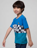 Little M Short Sleeve T-Shirt Checked Board Bordir Dino