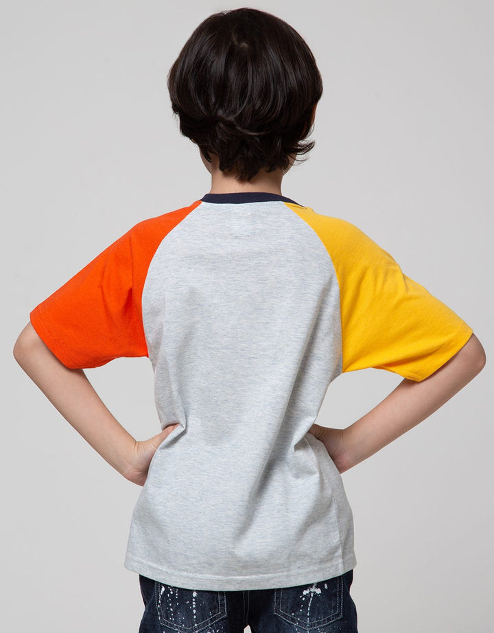 Little M Short Sleeve T-Shirt Raglan Dino Tassel Embroidery
