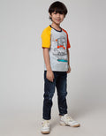 Little M Short Sleeve T-Shirt Raglan Dino Tassel Embroidery