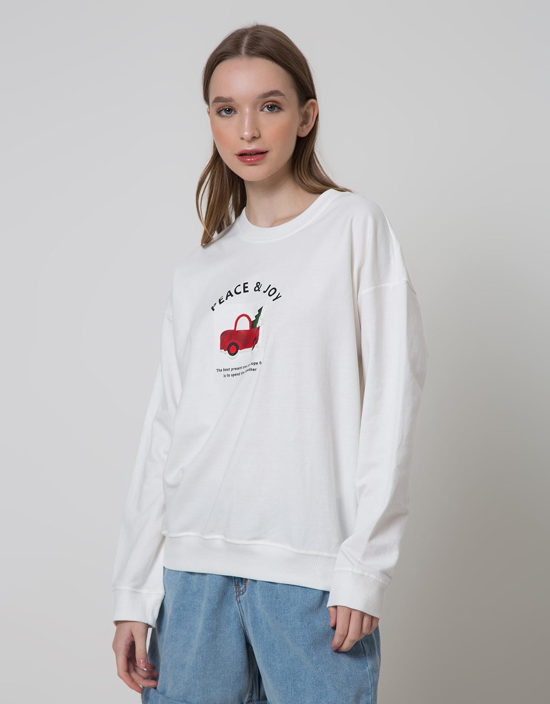 Nevada Sweater Embossed Xmas Peace And Joy