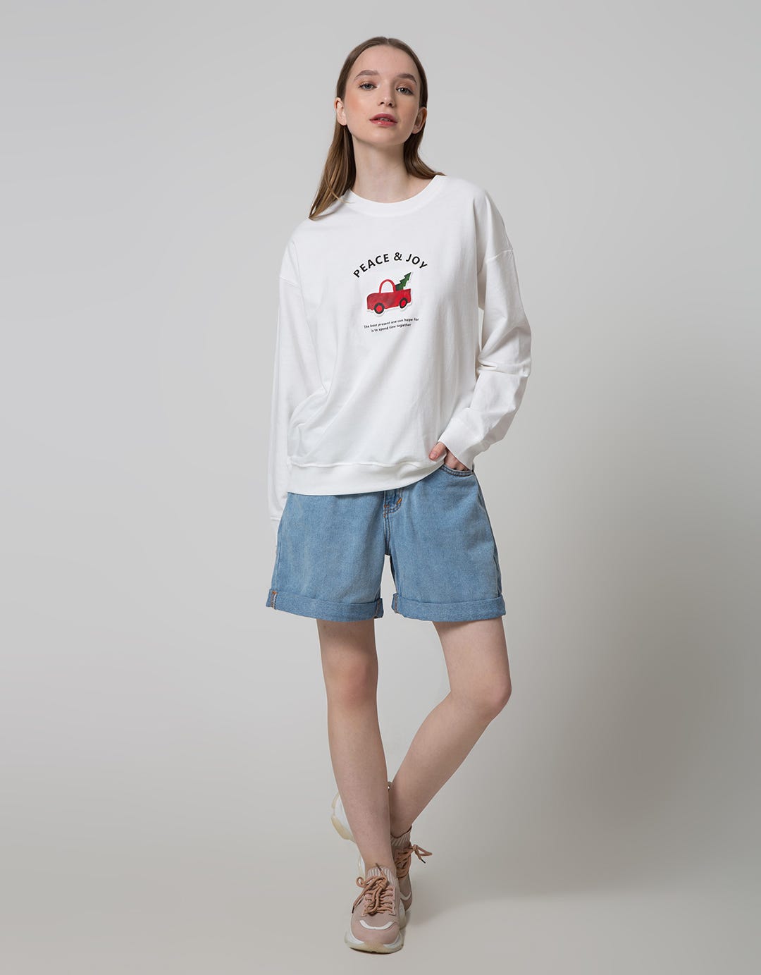 Nevada Sweater Embossed Xmas Peace And Joy