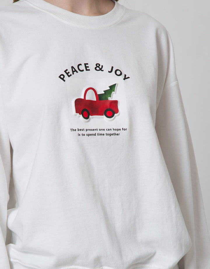 Nevada Sweater Embossed Xmas Peace And Joy