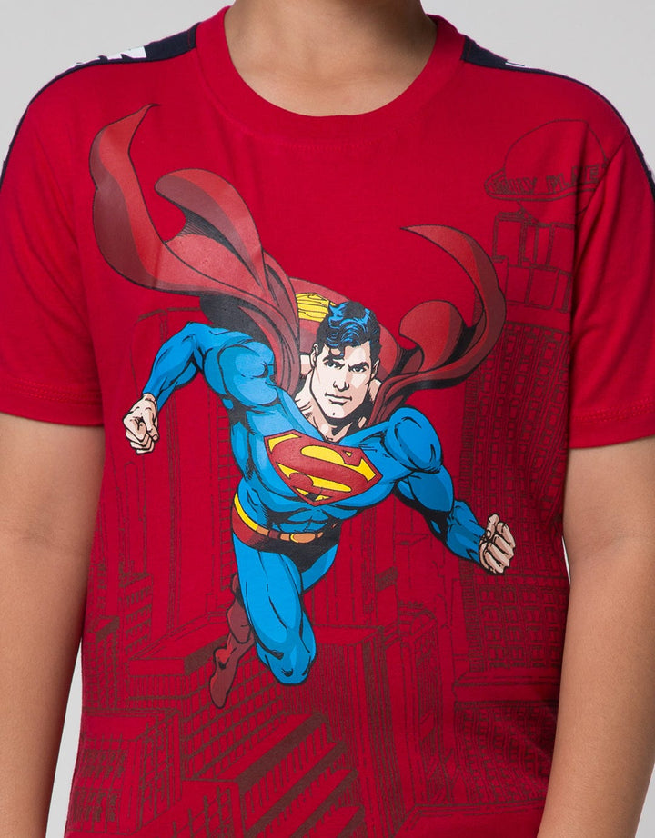Character Short Sleeve T-Shirt Print Superman Lengan Ribbon A