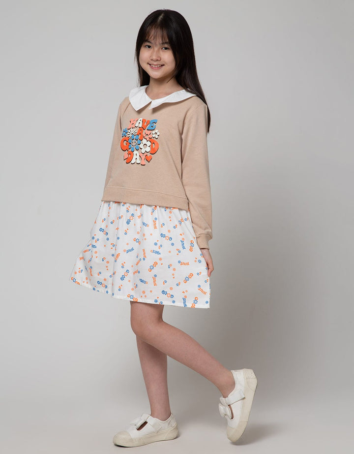 Nevada Long Sleeve Midi Dress Retro Print