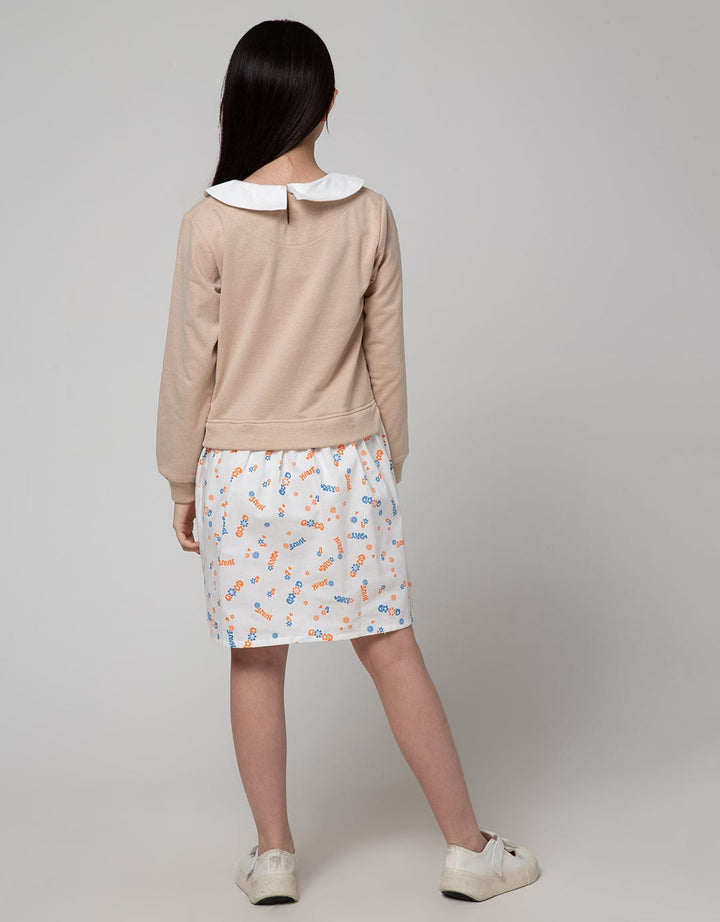 Nevada Long Sleeve Midi Dress Retro Print