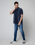 Cole Short Sleeve Polo Shirt Stripe Vertikal Side