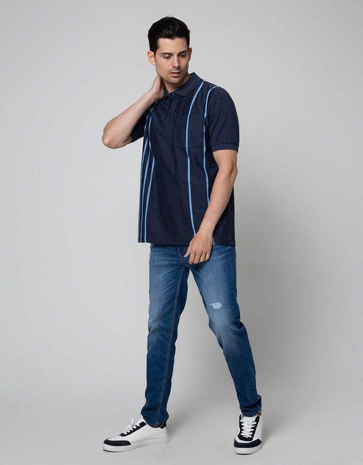 Cole Short Sleeve Polo Shirt Stripe Vertikal Side