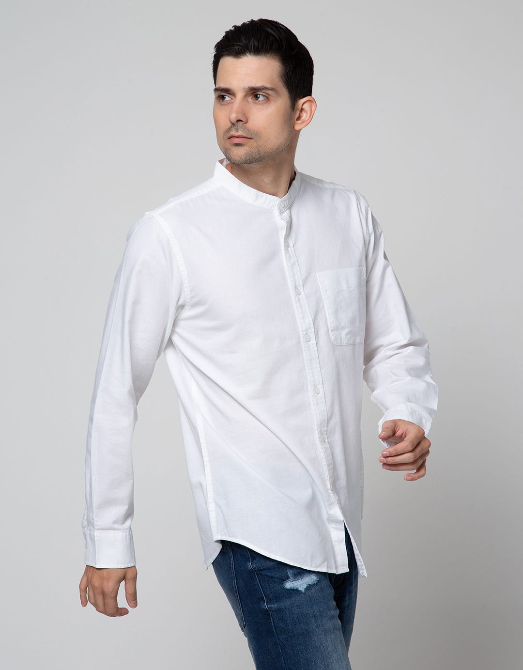 Cole Oxford Solid Collar Kemeja Pria
