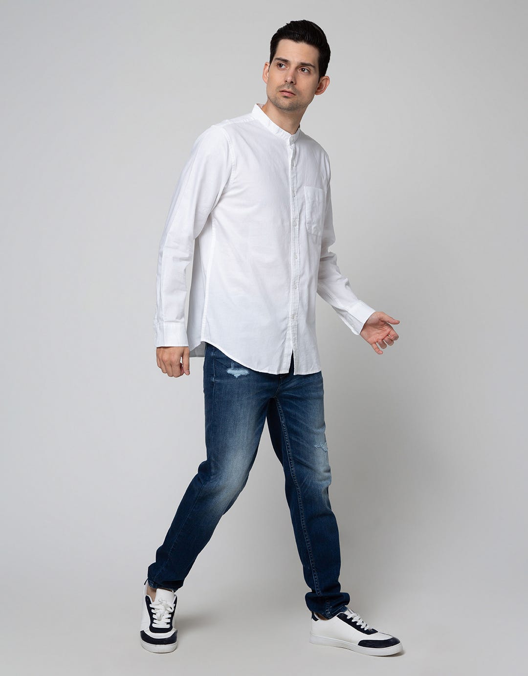 Cole Oxford Solid Collar Kemeja Pria
