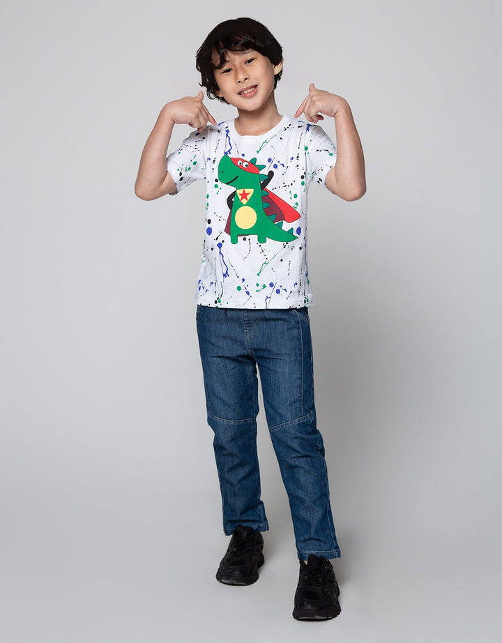 Little M Short Sleeve T-Shirt Splash Dino Superhero