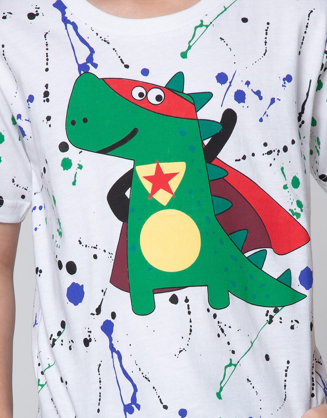 Little M Short Sleeve T-Shirt Splash Dino Superhero