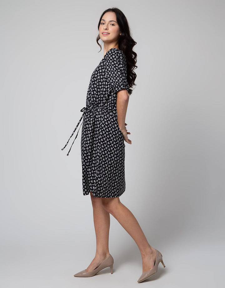 Connexion Print Leaf Midi Dress Wanita
