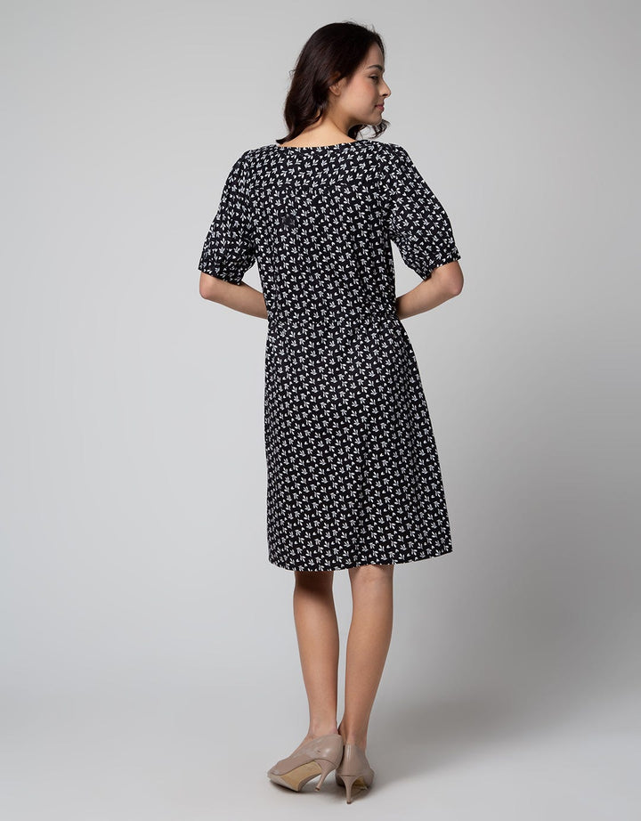 Connexion Print Leaf Midi Dress Wanita