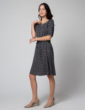 Connexion Print Leaf Midi Dress Wanita