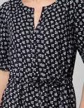 Connexion Print Leaf Midi Dress Wanita