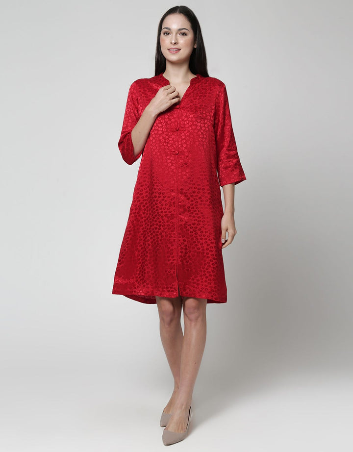 St. Yves Jaquard Cheongsham Midi Dress Women