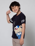 Little M Short Sleeve T-Shirt Dobel Rib Bear Sablon Champ Tangan