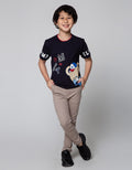 Little M Short Sleeve T-Shirt Dobel Rib Bear Sablon Champ Tangan