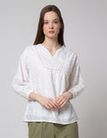 Connexion Long Sleeve Blouse 7/8 Embro Flower Sulur Combi Lace Insert