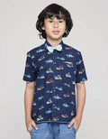 Little M Short Sleeve Kemeja Print Digger Slub