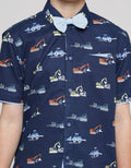 Little M Short Sleeve Kemeja Print Digger Slub