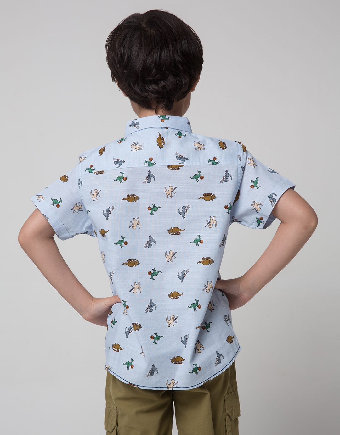 Little M Short Sleeve Shirt Dino Slub