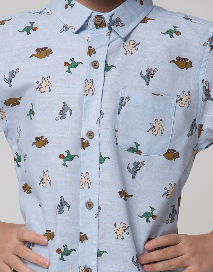 Little M Short Sleeve Shirt Dino Slub