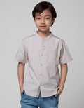 Little M Short Sleeve Kemeja Koko Casual Chambray Slub